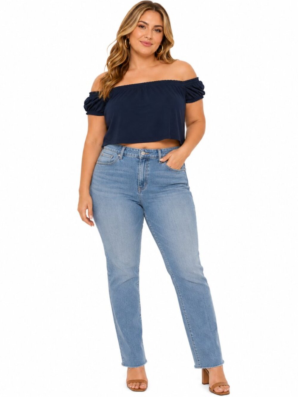 NWT American Eagle Navy Off Shoulder Crop Top Large Boho Peasant Summer Sz L
